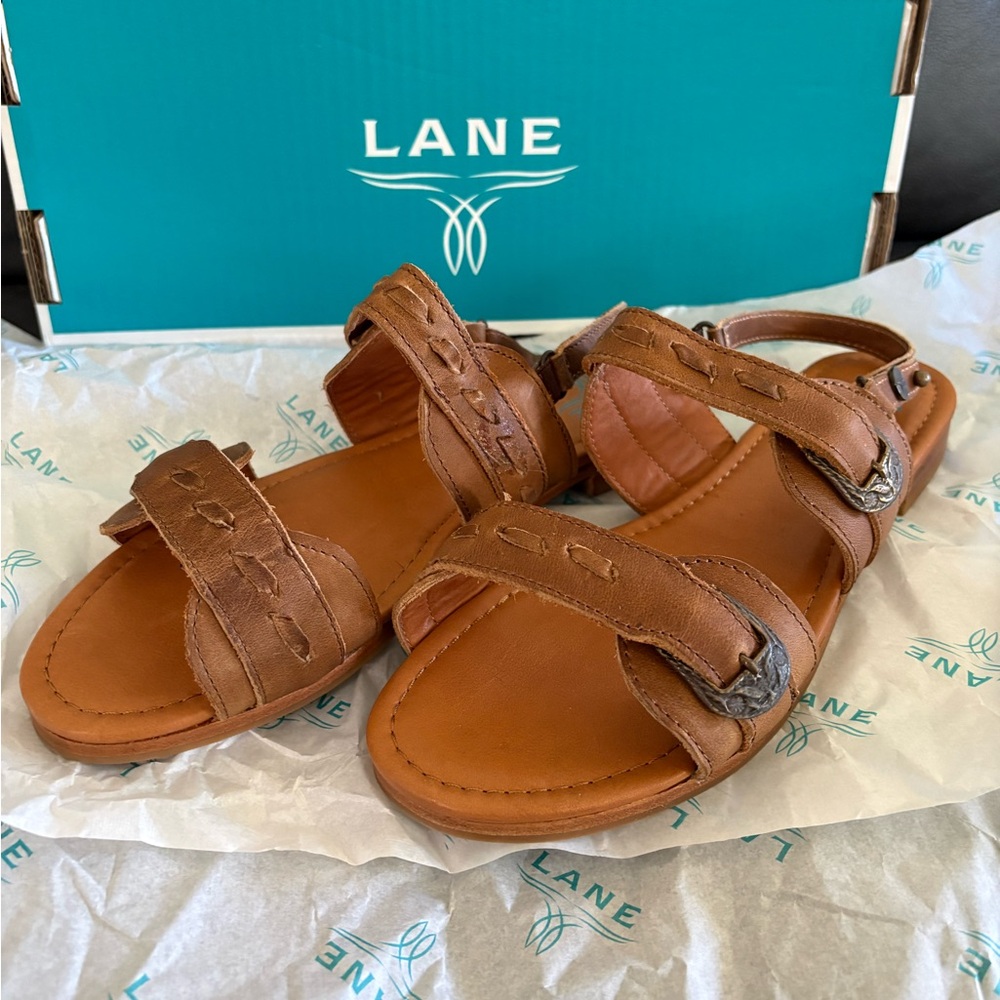 Lane Boot Co•Sz 9.5•Leather Whisperweave Sandals•Desert Clay🤎NWOB - Picture 2 of 5